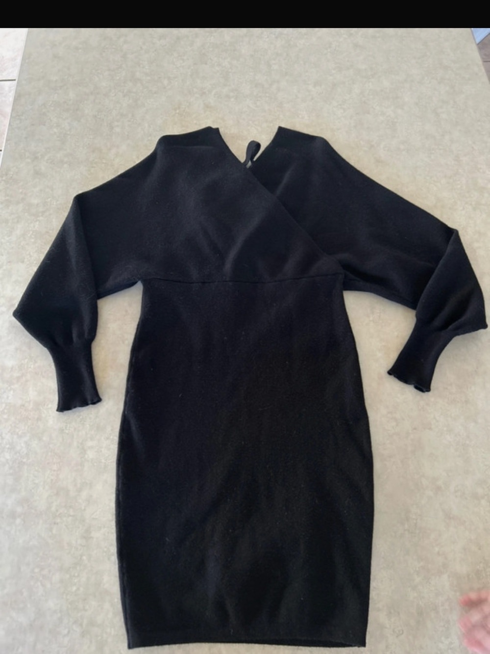 GB girls Black Long Sleeve Knit Bodycon Dress with Dolman Sleeves